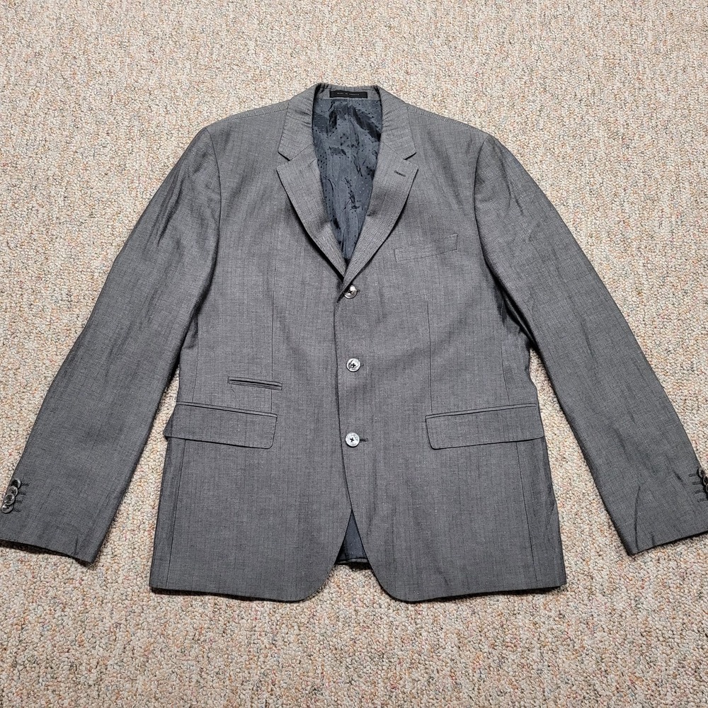 Hugo Boss Blazer‎ Mens 44R Grey 3 Button Wool Linen Blend Jacket Sport Coat